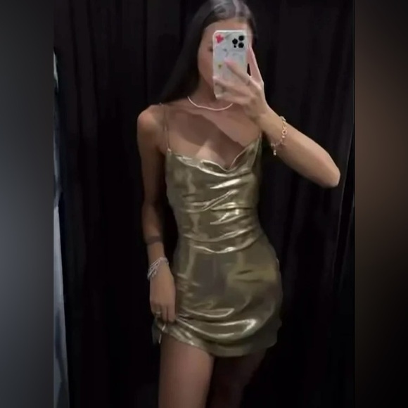 Zara METALLIC RHINESTONE STRAPPY MINI DRESS - Picture 6 of 16